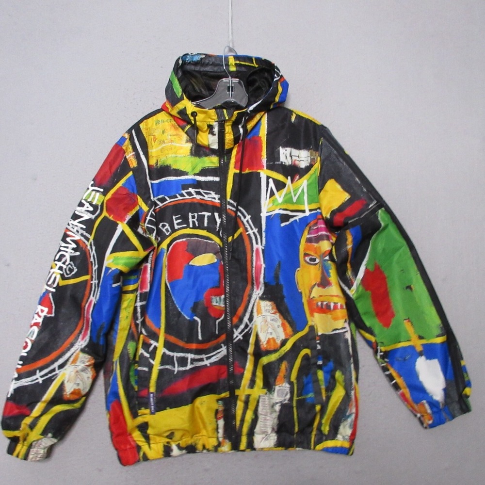 Members Only Jean Michel Basquiat Jacket Men Medium‎ Windbreaker Art to Wear Zip